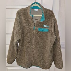 Columbia Men’s Brown Sherpa Jacket with Teal Accents size XL